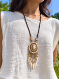 SUNDARI - White and Gold Flower Necklace