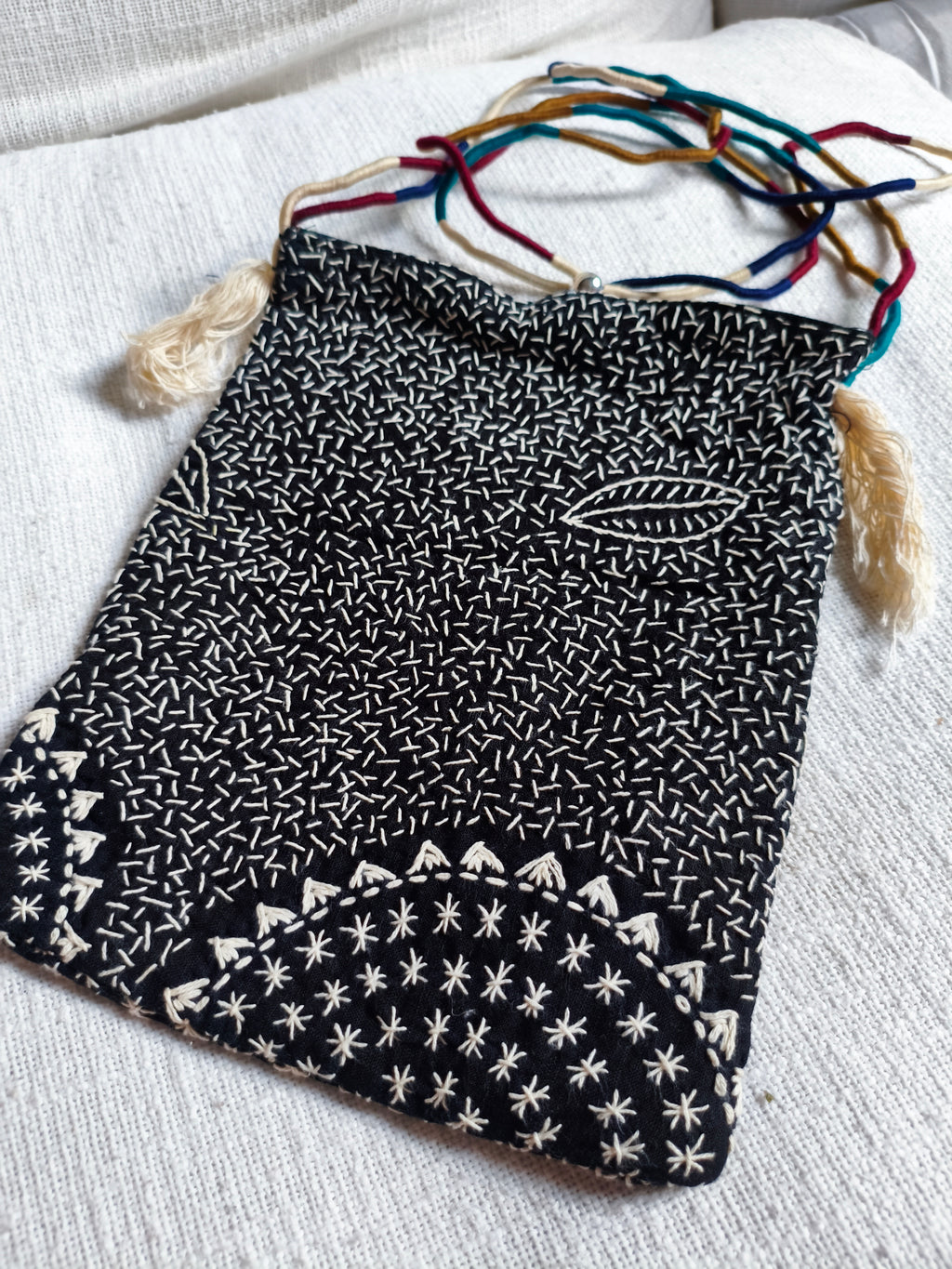 STARS & LEAVES - Elegant Embroided Bag - Unique Handcraft - Hmong Thaïland