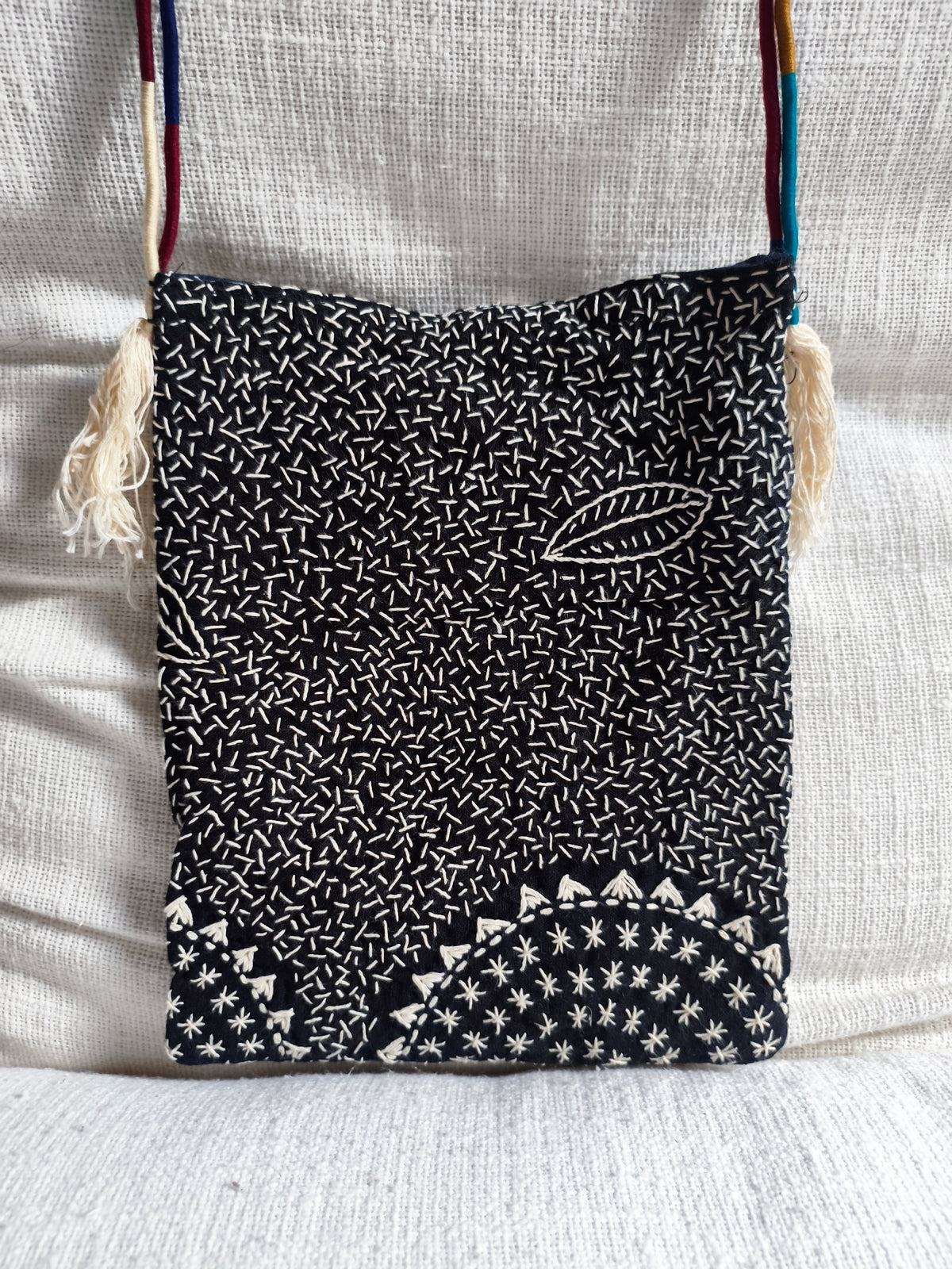 STARS & LEAVES - Elegant Embroided Bag - Unique Handcraft - Hmong Thaïland
