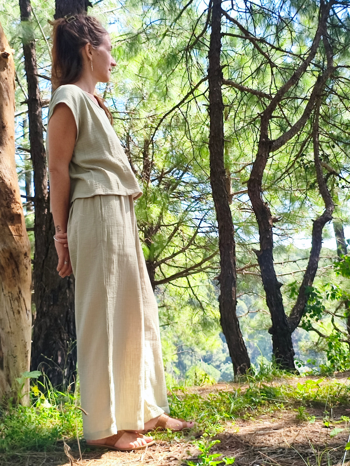 MAUNA - Blouse - Double Gauze - Sage Green
