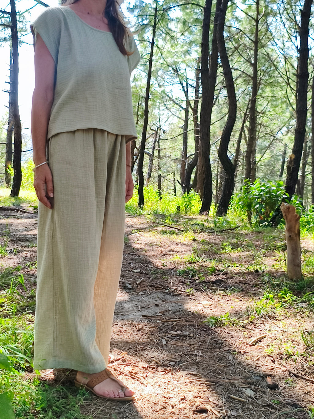 MAUNA - Blouse - Double Gauze - Sage Green
