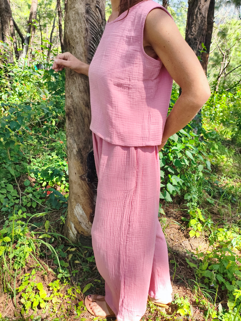 MAUNA - Sleeveless Blouse - Double Gauze - Dusty Pink