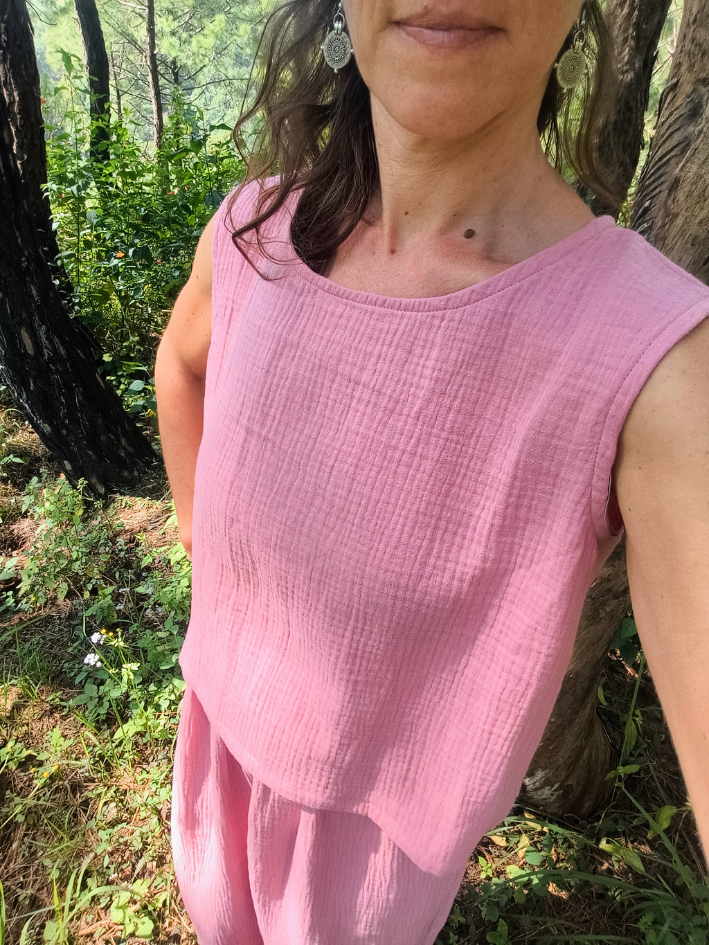 MAUNA - Sleeveless Blouse - Double Gauze - Dusty Pink