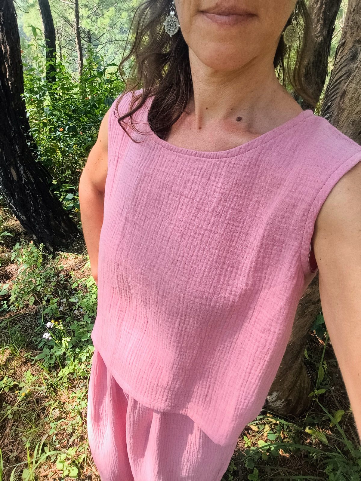 MAUNA - Sleeveless Blouse - Double Gauze - Dusty Pink
