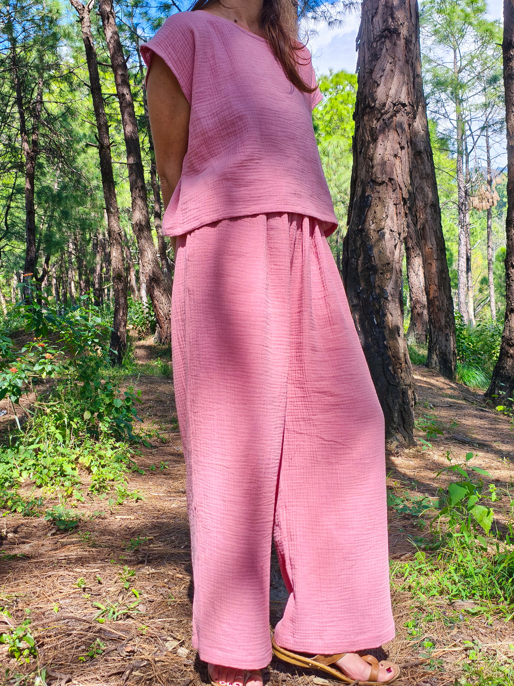 MAUNA - Wide-Leg Trouser - Double Gauze - Dusty Pink