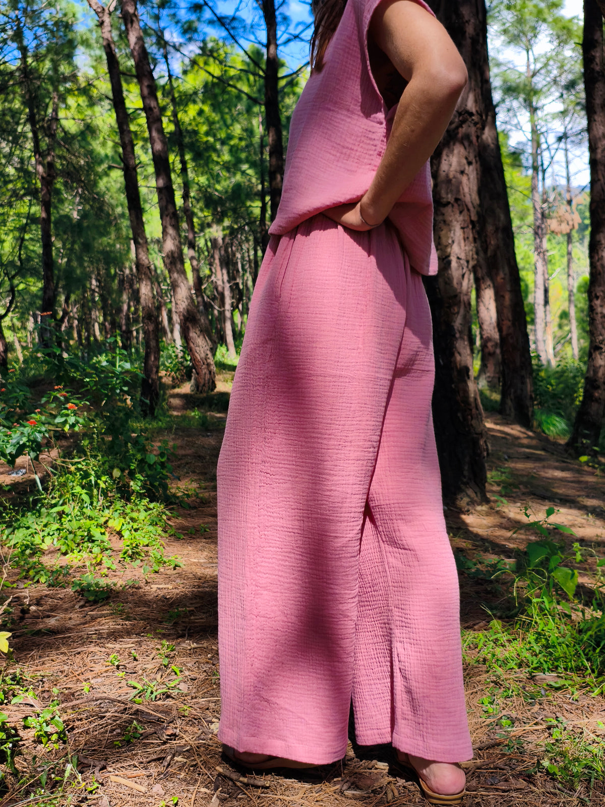 MAUNA - Wide-Leg Trouser - Double Gauze - Dusty Pink